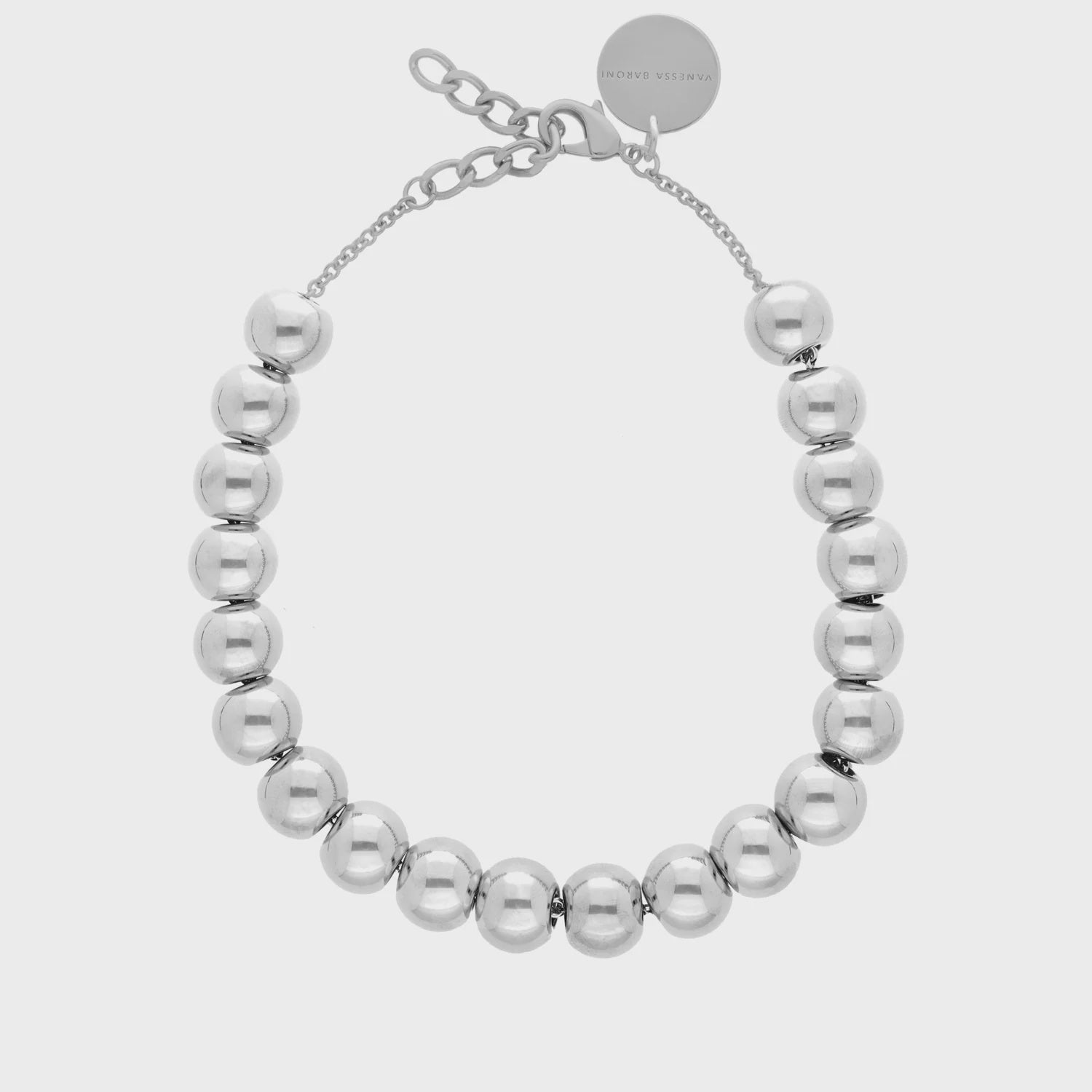 VBARONI Small Bead Necklace in Silver