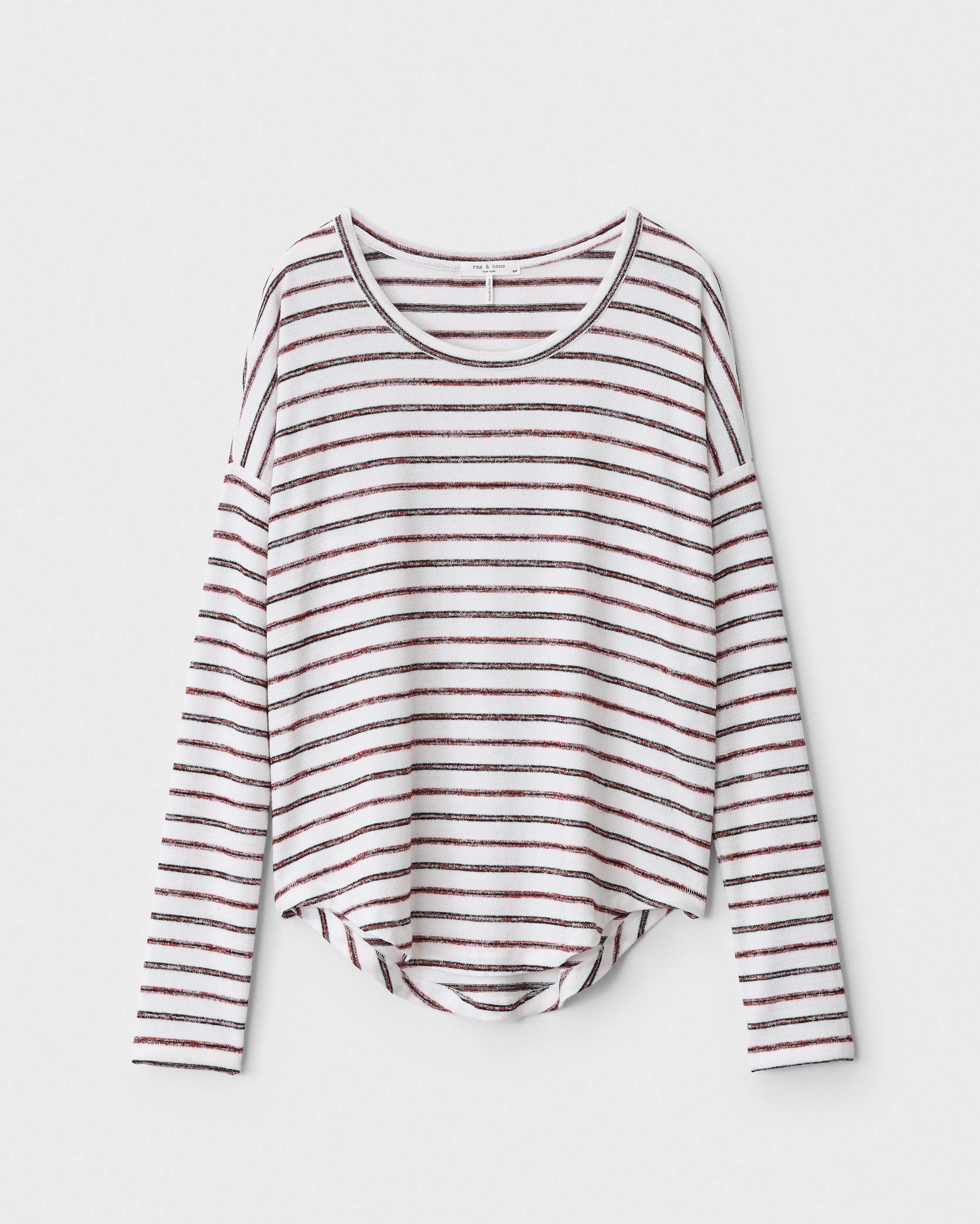 R&B The Knit Striped LS Top in Red Multi