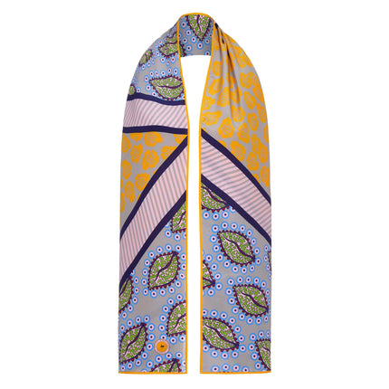 BS 042 Leaf print silk scarf in multi