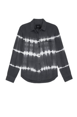RAILS Ingrid Raw Shirt in Coal with White Waves