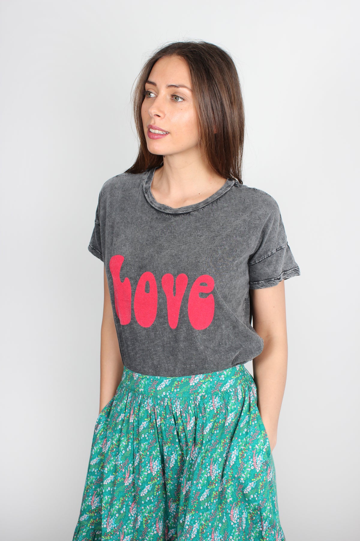 Five TSE2228 Love acid grey cotton T-shirt