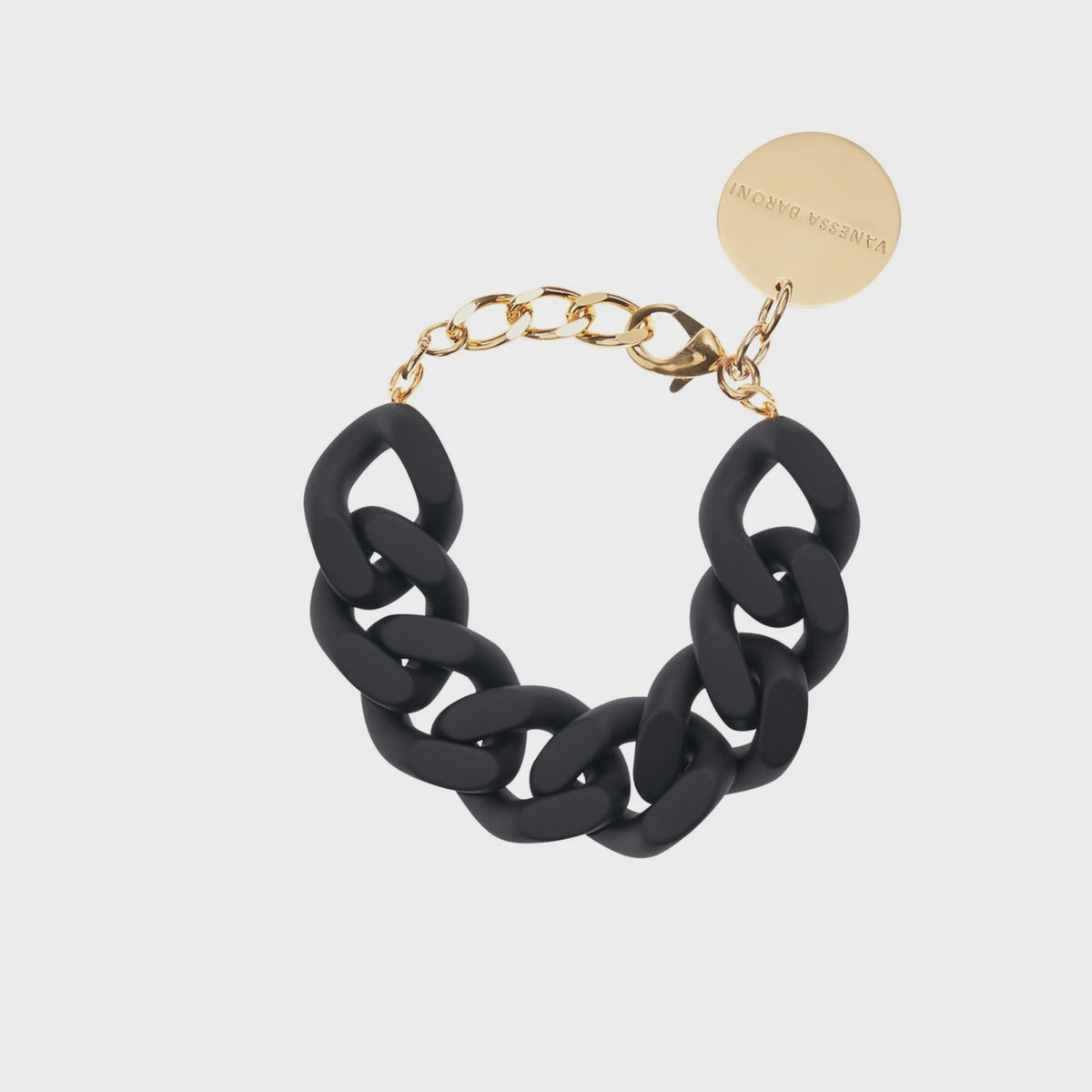VBARONI Flat Chain Bracelet in Matt Black