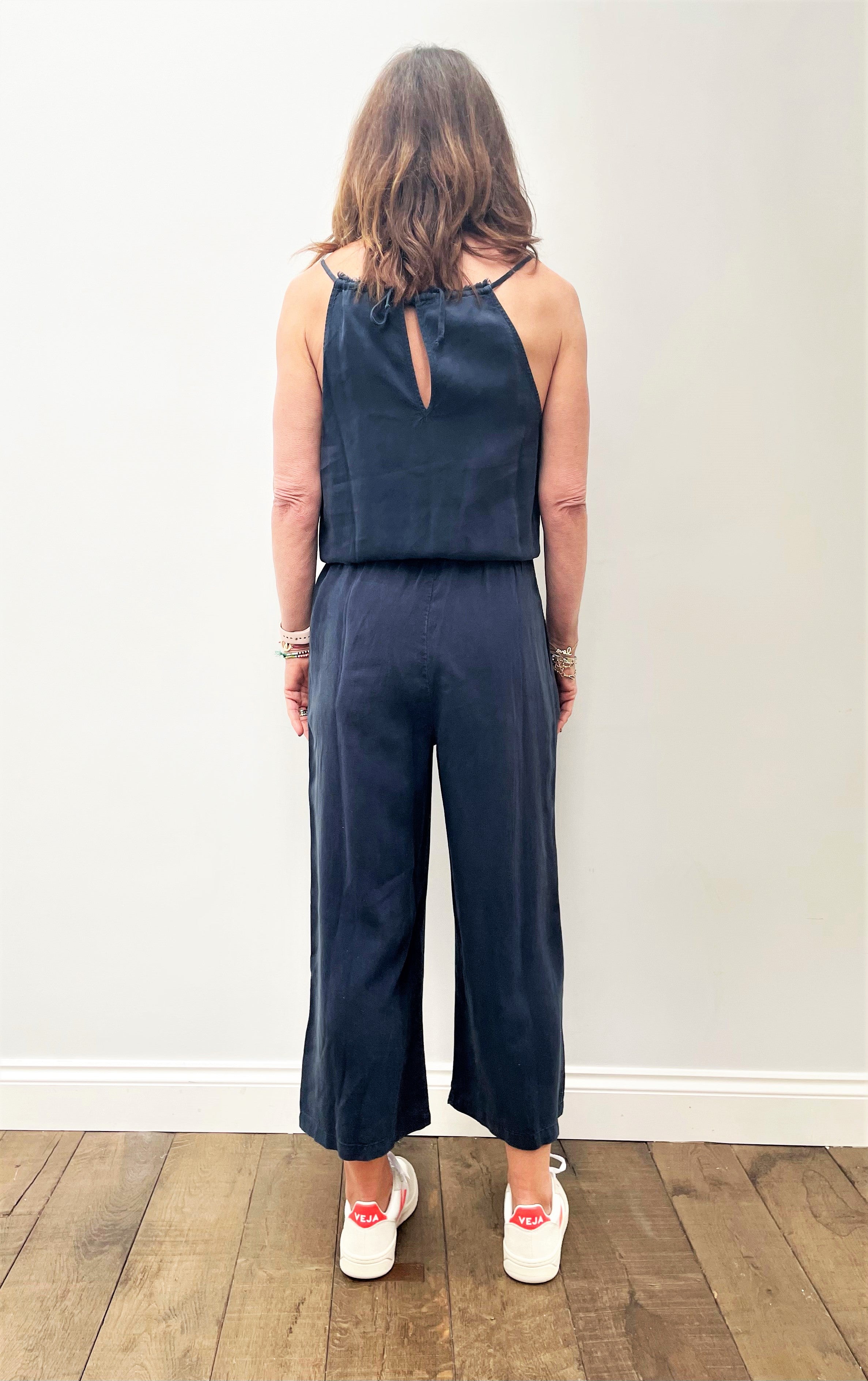 BD Fray Neck Wide Leg Jumpsuit 6416 in Endless Sea