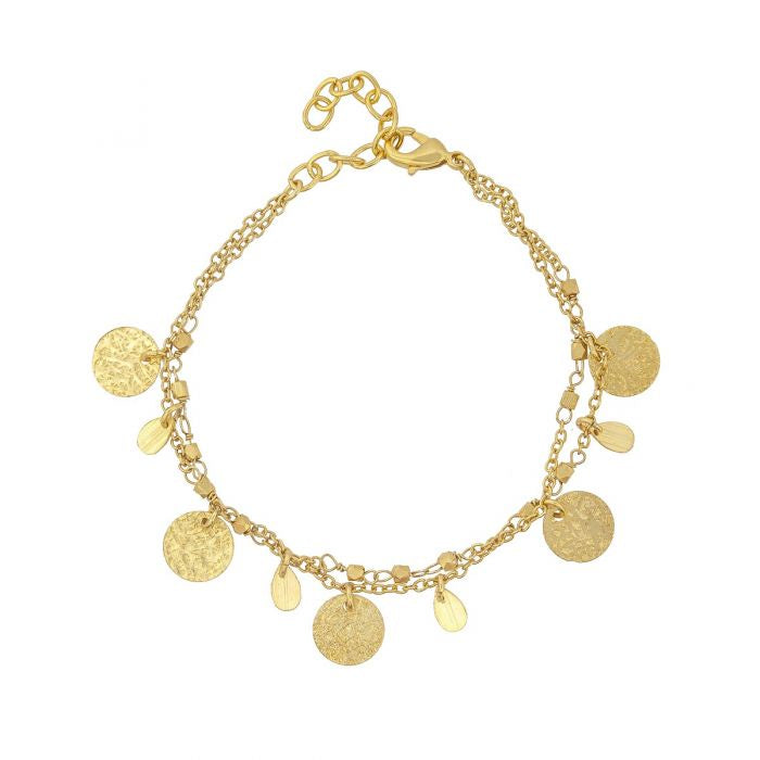 Ashiana JBI00942 Two Row Bracelet with Coins in Gold