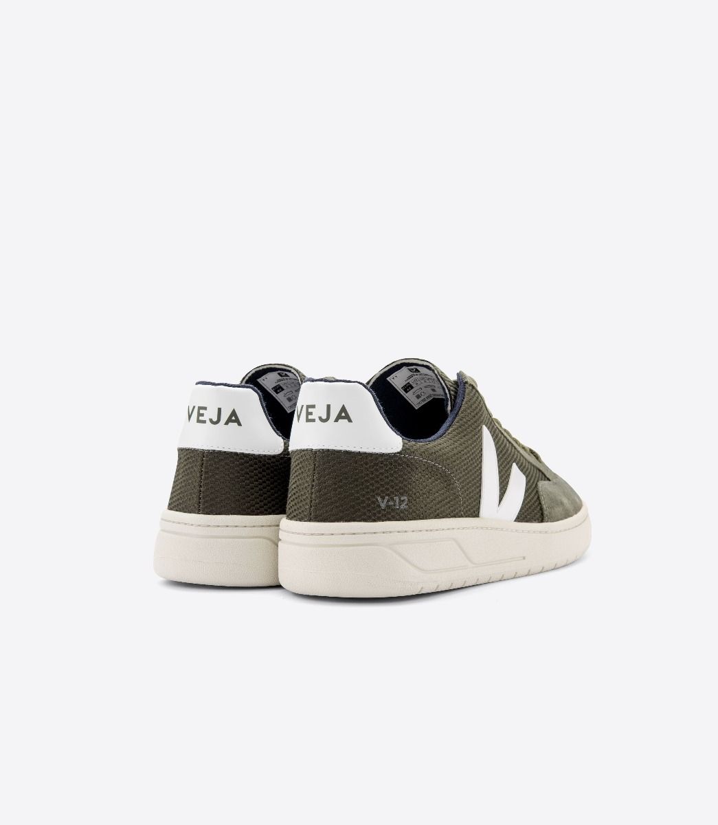 VEJA 11665 V12 Mesh Trainers in Olive and White