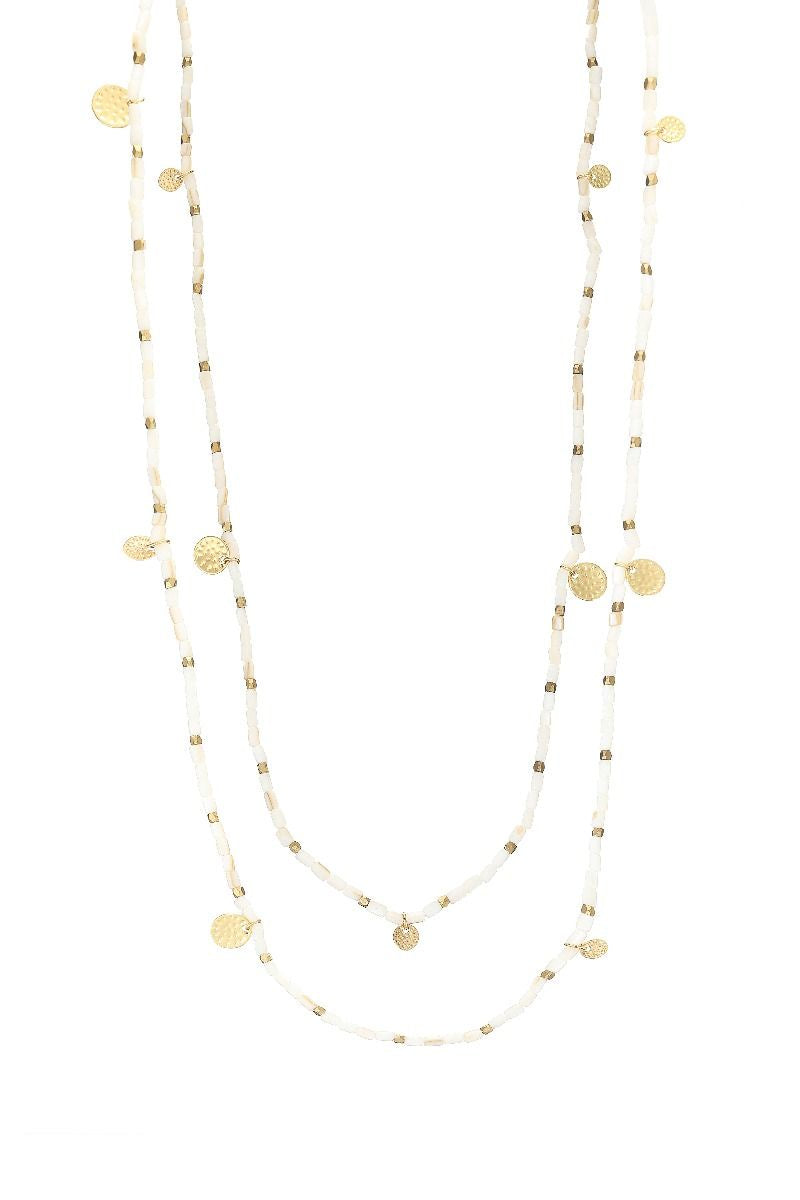 Ashiana 275 Set of 2 bead necklaces in white howlite
